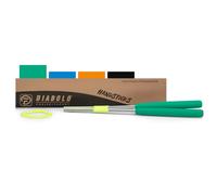 Bastoni per diabolo (32 cm) in alluminio con corda di ricambio (160 cm) e manico in gomma espansa (verde), di qualità professionale, per tutti i modelli e marche