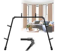 Bastoni per tende a bovindo, asta per tende ad angolo resistente, design fai da te regolabile per aste centrali e laterali, a forma di U, set con staffe per finestre, colore nero