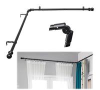 Bastoni per tende a bovindo, aste per tende curve a forma di L, per finestre da 76 a 300 cm, colore nero, diametro 2,5 cm, aste per tende resistenti per camera da letto, soggiorno, aste per tende