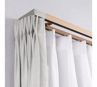 Bastoni per tende con venature del legno, sistema scorrevole a doppio binario, regolabile, da 10 a 4 m, per casa, ufficio e spazi per eventi, design durevole ed elegante