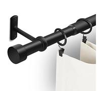 Bastoni per tende da 2,5 cm per finestre, lungo da 144 a 426,7 cm, asta per tende rustica nera, design moderno con staffe, aste divisori per stanze, aste per finestre industriali per interni ed