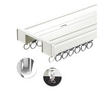 Bastoni per tende da soffitto a doppio binario, in alluminio resistente, per montaggio a parete o a soffitto, sistema di binari per tende a doppio strato, set completo per un funzionamento regolare