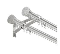 Bastoni per tende doppi per finestre a golfo, resistenti, 300 cm, in lega di alluminio, montaggio a parete, con staffe robuste per un maggiore supporto e stile