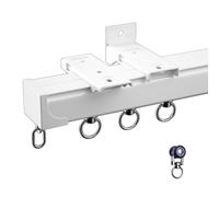 Bastoni per tende in alluminio per montaggio a soffitto o a parete, binari scorrevoli e accessori, divisorio per finestra a golfo, bianco, 180 cm