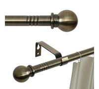 Bastoni per tende in ottone anticato per finestre da 66 a 120, asta lunga regolabile per tenda per patio esterno, porta scorrevole in vetro, set di aste per tende in ottone spazzolato resistente, asta