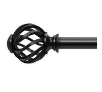 Bastoni per tende in voile, neri, regolabili in metallo, con staffe regolabili, con occhielli con terminali neri, per finestre e porte (da 70 a 275 cm)