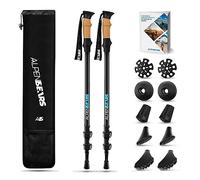 Bastoni trekking e bastoni da nordic walking, telescopico, con set di gommini, per uomo e donna, extra leggeri e regolabili con manico in vero sughero