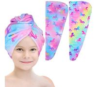 Basumee 2 Pezzi Asciugamani per Capelli a Turbante Asciugamano in Microfibra ad Asciugatura Rapida Super Assorbente con Design a Bottoni