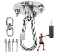 BASVII 2 Pezzi Gancio da Soffitto, Staffa da Soffitto per Sacco da Boxe in Acciaio Inossidabile Fino a 400 kg, Ganci da Soffitto con Anello M8, 360° Rotazione Ganci da Soffitto per Sacco da Boxe, Yoga