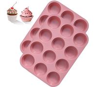 BASVII 2 Teglia per Muffin Silicone, 12 Stampi, 29.2 x 22 x 2.8 cm, Stampo Muffin, Stampi per Muffin Rivestimento Antiaderente per Muffins, Cupcake (Rosa)
