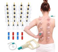 BASVII 24 Pezzi di Ventose con Pompa a Vuoto, Dispositivo di Coppettazione ABS, set di Ventose con 8 Magneti per Braccia, Spalle, Collo, per Alleviare l'affaticamento Muscolare