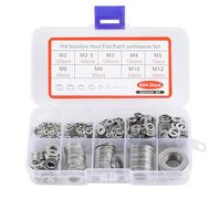 BASVII 684 Pezzi Rondelle Acciaio, Rondelle Alzaporta con 9 Misure Kit di Rondella Inox 304 M2 M2.5 M3 M4 M5 M6 M8 M8 M10 M12 per Riparazioni in Fabbrica, Cucine, Negozi