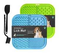 BASVII Lick Mat per Cani, 20x20 cm, Tappetino da Leccare per Cani e Gatti 2 Pezzi, Tappetino Silicone con Ventosa, licking mat Forte Aderenza, con Spatola e Spazzola.
