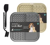 BASVII Lick Mat per Cani, 20x20 cm, Tappetino da Leccare per Cani e Gatti 2 Pezzi, Tappetino Silicone con Ventosa, licking mat Forte Aderenza, con Spatola e Spazzola.