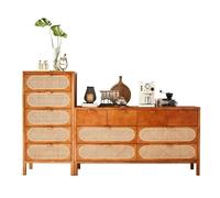 BASXDRFXZ Mobile per Piatti Cassettiera in legno for la casa Armadietto portaoggetti moderno e semplice con cassetti in rattan creativo in(Drawer cabinet+Corner cabinet)