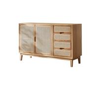 BASXDRFXZ Mobile per Piatti Credenza moderna e semplice in legno massello, con armadio portaoggetti decorativo in rattan, adatto for casa, ristorante, bar(B)