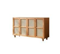 BASXDRFXZ Mobile per Piatti Mobile portaoggetti in legno massello, credenza in rattan, mobile buffet a quattro ante, da ingresso con contenitore(A)