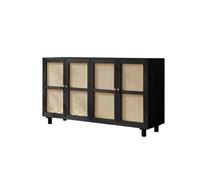 BASXDRFXZ Mobile per Piatti Mobile portaoggetti in legno massello, credenza in rattan, mobile buffet a quattro ante, da ingresso con contenitore(C)