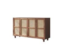 BASXDRFXZ Mobile per Piatti Mobile portaoggetti in legno massello, credenza in rattan, mobile buffet a quattro ante, da ingresso con contenitore(B)