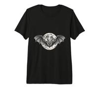 Bat And Full Moon Halloween Gothic Design Maglietta Premium