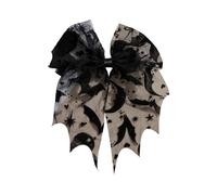 Bat Bowknot Barrettes Hair Clip With Tulle Lace Veil Halloween Costume Parties Decoration For Women Girls Nonslip Barrettes For Cosplay