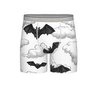 Bat Clouds - Boxer da uomo a gamba lunga, traspiranti, elasticizzati, per Halloween, biancheria intima comoda, colore grigio