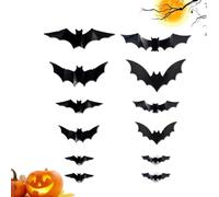 Bat Decorations - 12 Piece LED | 3D Purple Glowing PVC Halloween Bats