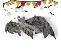 Bat Decorations, Realistic Giant Bats Decor Ornament, Halloween Yard Decorations with Spider Web Cotton, Spooky Outdoor Ornaments for Garden Patio Haunted House Tree Window Display