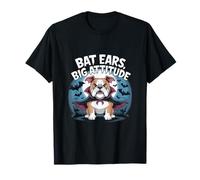 Bat Ears, Big Attitude - Divertente maglietta Bulldog di Halloween Maglietta