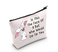 Bat Lover Gift is This The Face of A Bat Who Would Lie to You, borsa per il trucco con pipistrello, regalo ispirato ai cartoni animati, Mazza