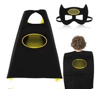 Bat-Man Costume, 2Pcs Costumi da Supereroe, Mantelli e Maschera da Cosplay di Bat-man, Costume da Gioco di Ruolo per Bambini, Regali di Compleanno per Feste Halloween Carnevale Cosplay Costume Bambini