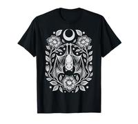 Bat Moon Flowers Gothic Cute Goth Alt Floral Animal Art Maglietta