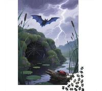 Bat Puzzle Giochi 1000 Pezzi Regalo Per Lui E Per Lei Arte The Bat Under The Lightning Puzzle Adulti Foto 1000pcs (75x50cm)