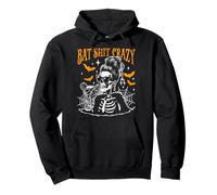 Bat Shit Crazy Halloween Fiore Strega Scheletro Felpa con Cappuccio