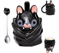 Bat Upside Down Shaped Mug,3D Cute Bat Coffee Cup with Tail Handle,Funny Animal Novelty Mug,Office & Home Drinkware,Unique Gift