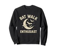 Bat Walk Enthusiast Retro Crescent Moon Nature Design Felpa