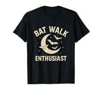 Bat Walk Enthusiast Retro Crescent Moon Nature Design Maglietta