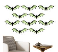 Bat Wall Decor, Bats, 5,91 x 2,48 x 0,2 Inches Vintage Halloween Decoration, 10 Pezzi con Effetti luminosi, Spooky Ornament for Classroom Haunted House Home Bathroom Bedroom Party