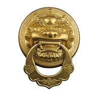Batacchio per porta a forma di testa di leone in ottone anticato Resistente anello di tiraggio per porta d'ingresso in lega di zinco, stile vintage decorativo(B,24cm)