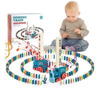 BatdTech Domino Treno Elettrico 200 Pezzi Treno Elettrico Bambino, Domino Bambino Automatico Train Posizionamento con Luci e Musica, per Ragazze e Ragazzi 3 Anni e Altro