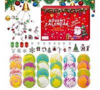Bath Ball, Skin Care Calendar, 14.8x10.14in Festive Countdown Gift, 24 Day Countdown Calendar, Bracelet Bath Fun for Girls, Boys, Bathroom, Home, Playtime, Festival, Indoor Use