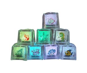 Bath Light Up Cubes - Colorful Slow Flashing Light Ice Cubes | Multicolor LED Ice Cubes Bath Glow Cubes | Glowing Bath Cubes with Sea Pattern for Kids, Family, Friends And Home