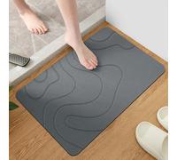 Bath Mat,Water Absorbing Rug Outside Shower,Non-slip super absorbent diatom stone shower mat, suitable for bathroom floor/kitchen countertop, quick drying and easy to clean (Dark gray, 30*40cm)