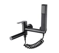 Bath Shower Mixer Tap Tap Wall Colleute da bagno Montato Modern Brass Single Lever Taps, rubinetto della vasca da bagno, con scarpe da mantello e tubo doccia da 1,5 m, nero LWX