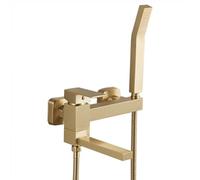 Bath Shower Mixer Tap Wall Wall Colleute Moderne Modern Brass Single Lever Taps, rubinetto della vasca da bagno, con scarpe da mantello e tubo da doccia da 1,5 m, oro spazzolato LWX