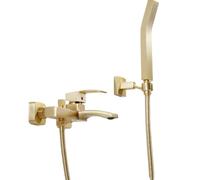 Bath Shower Mixer Tap Wall Wall Colleute Moderne Modern Brass Single Lever Taps, rubinetto della vasca da bagno, con scarpe da mantello e tubo da doccia da 1,5 m, oro spazzolato LWX