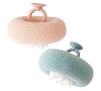 Bath Sponge - 2 Pieces Body Scrubber | Shower Sponge | Sunflower Suction Cup Bath Ball | 2 In 1 Body Exfoliator | Cleaning Brush | Mesh Scrubbers For Girls Boys Men Travel Home Hotel Spa Gym