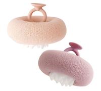 Bath Sponge - 2 Pieces Body Scrubber | Shower Sponge | Sunflower Suction Cup Bath Ball | 2 In 1 Body Exfoliator | Cleaning Brush | Mesh Scrubbers For Girls Boys Men Travel Home Hotel Spa Gym