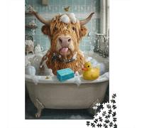 Bath Time Cow Fun 1000 Componenti Carta Spessa Puzzle Familiare Livello Di Difficoltà Equilibrato Attività Di Aggregazione Familiare Divertente 70x50cm/1000pcs