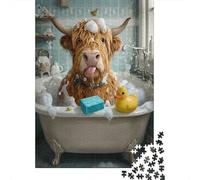 Bath Time Cow Fun 1000 Pezzi Carta Ecologica Puzzle Premium Decompressione Educativa Decorazione Murale Regali Idea Regalo 52x38cm/1000pcs
